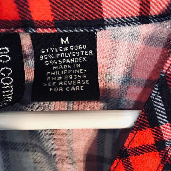 No Connect Red Navy Flannel Buttonup Dress - Picture 4 of 6